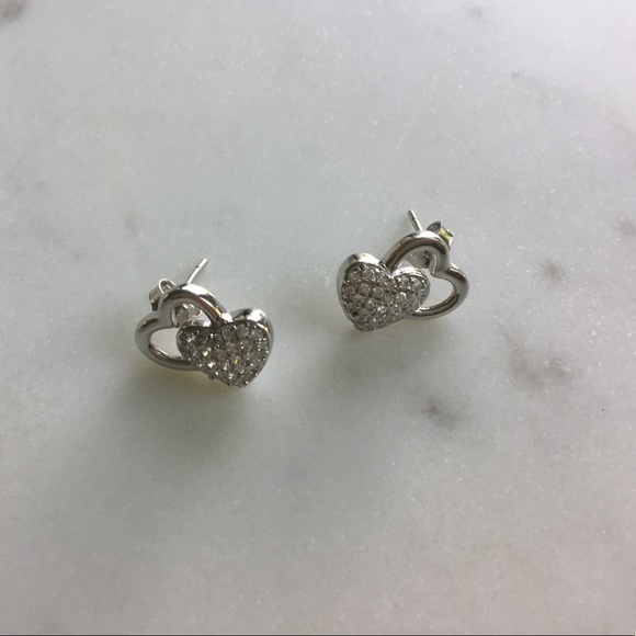 Sterling Silver Cz Heart Earrings - Picture 14 of 16